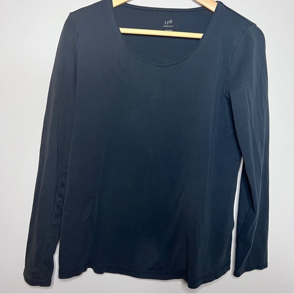 J. Jill L Petite Navy Blue Perfect Pima Long Sleeve Scoop Neck Tee 100% Cotton - Picture 1 of 6